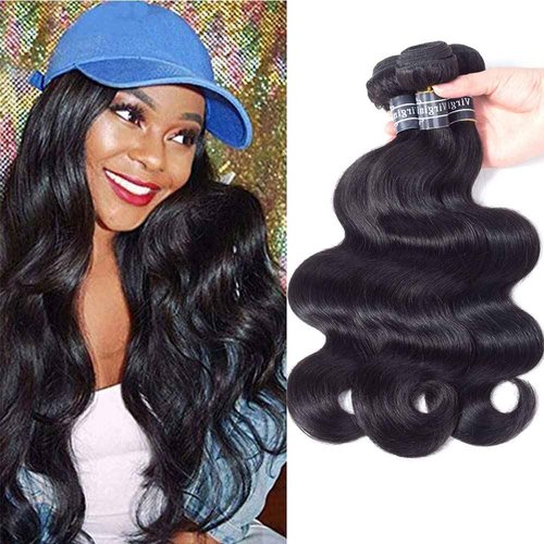 Amella Hair 8A Brazilian Virgin Hair Body Wave 3 Bundles 100% Unprocessed Brazilian Body Wave Remy Human Hair Extensions Natural Black Color(20 22 24)