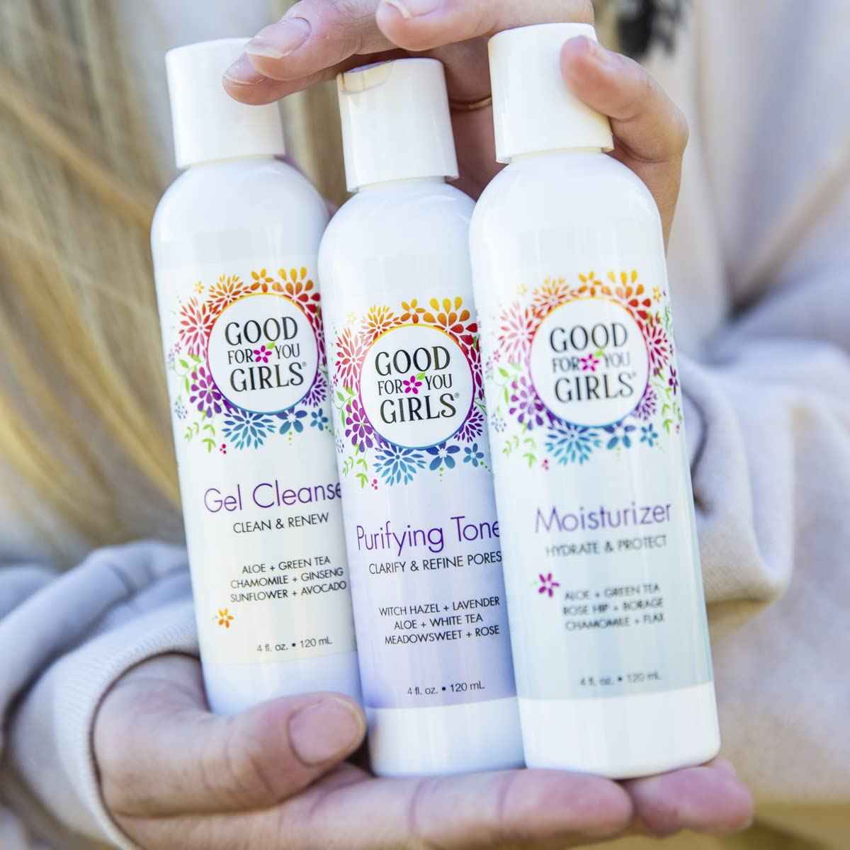 Good For You Girls Three-Step Skincare Gift Set - Cleanser, Toner & Moisturizer for Girls to Teens, Safe, Natural, Plant-Based ingredients. Vegan & Gluten-Free | 3 Piece, 4 oz ea.