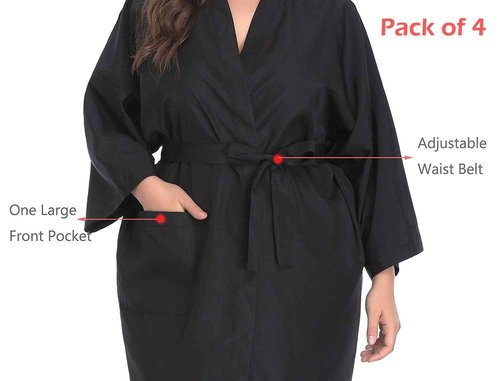 Premium Salon Robe Duo: Lightweight Smock Gown and Pack of 4 Kimono-Style Client Capes for Hair Salon