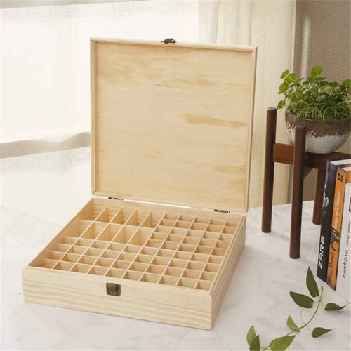 VolksRose Essential Oil Storage Wooden Box, 85 Slots for 5-15ml Essential Oil Roller Bottles, Carrying Case Display Large Organizer Gift Box Container for Travel, Presentation, Nail Polish, Makeup