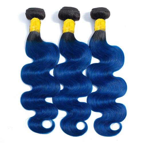 Habiliana Bundles Human Hair 24 26 28 Inch Body Wave T1B Blue Human Hair Bundles 11A Unprocessed Brazilian Virgin Quick Weave Hair Extensions for Black Women