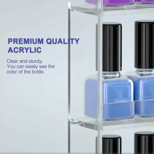 FEMELI 2 Pack Nail Polish Wall Racks 20 * 24 Inch Hold Up to 240 Bottles,Clear Acrylic Nail Polish Shelf Organizer Wall Mounted 6 Rows (2)