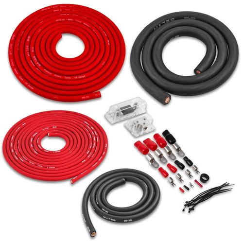 Belva True 1/0 Gauge AWG Premium CCA Dual Amplifier Wiring Kit Without RCA Cable - BPK0D RED