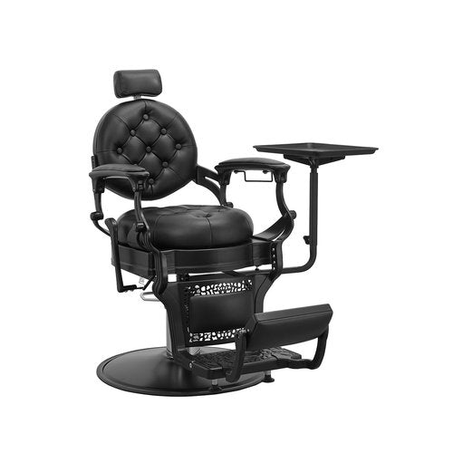 Steel Salon Tray for Hair Stylist - Attached to Chair, 360 Degree Rotating - Barber & Hairdressing Tools (Black)