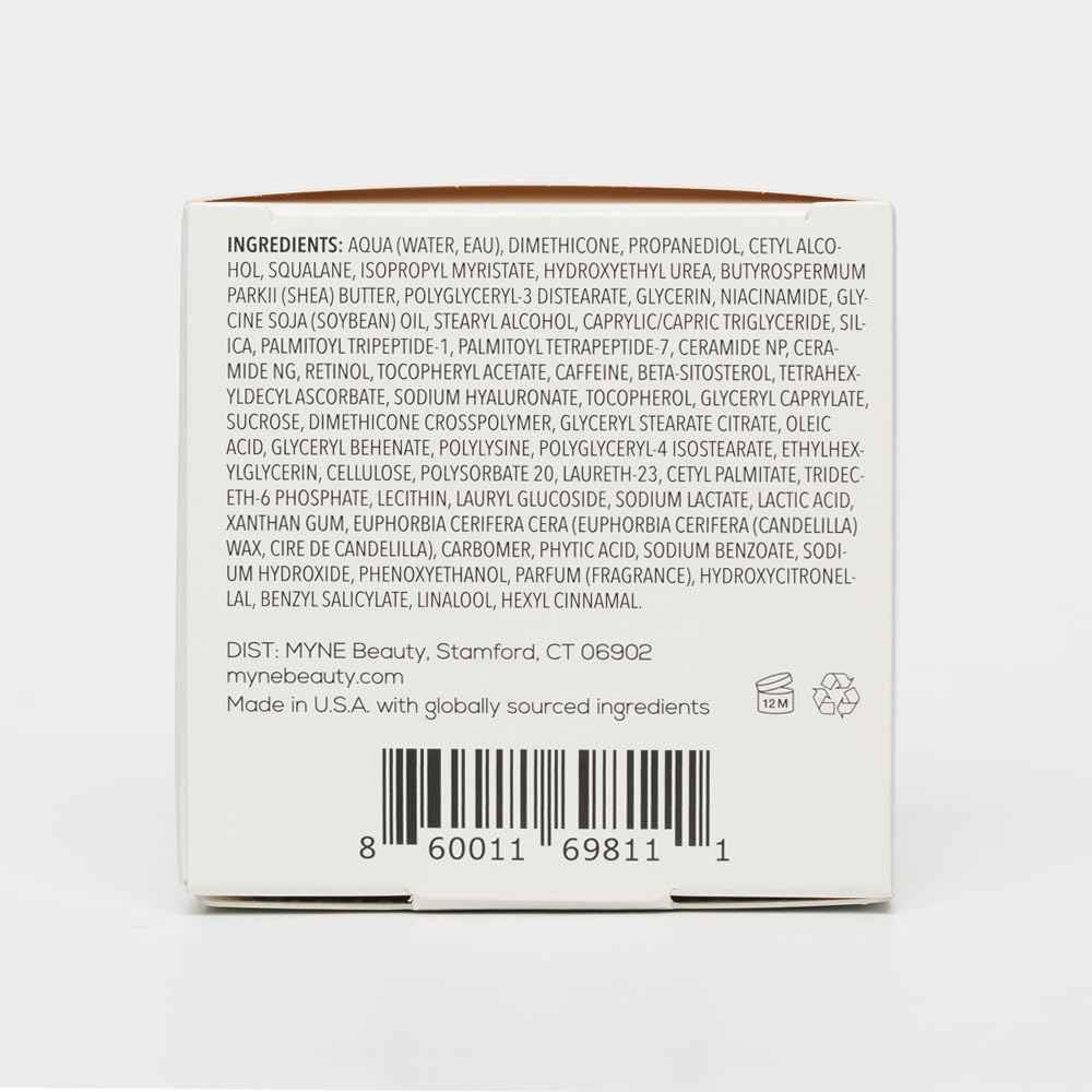 MYNE Beauty Sleep With Me Nighttime Resurfacing Cream -Anti-Aging Night Cream with Retinol, Vitamin C, Peptides, Niacinamide, Squalane, & Ceramides for Tone, Texture, Fine Lines, Wrinkles, & Hydration