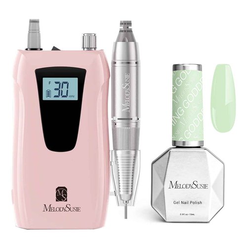 MelodySusie Professional Nail Drill 30000RPM with 0.5 fl oz Thick Green Gel Nail Polish-326