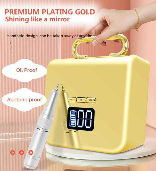 Cordless UV Nail Lamp 220W, Professional LED Nail Lamp with 48 Beads & Touch Display, Rechargeable UV Light for Gel Nails Built-in 3-Timer Modes & Auto Sensor, Fast Curing Nail Dryer (Plating Gold)