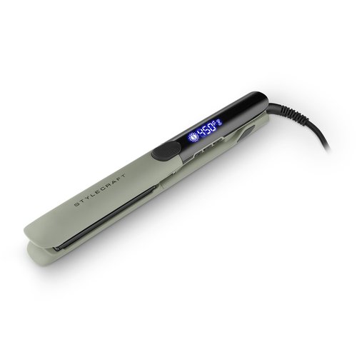 StyleCraft Sage – Professional Smooth Gliding Vibrating 1”-Inch Keratin Sealing Flat Iron with Titanium Plates and LED Display for Silky Smooth Hair