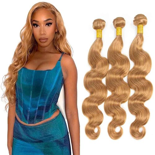 18 20 22 Inch Honey Blonde Bundles Body Human Hair Color 27 Blonde Human Hair Body Wave Bundles Real Unprocessed Wet And Wavy Weave Bundle