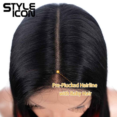 Style Icon 38" Super Long Straight Wigs 6" Deeper Middle Part Lace Lace Front Wigs Coloful Highlight Black Long Straight Wig (38", HL 1B(CH-86P))