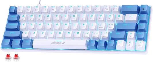 abucow 60% Mechanical Keyboard with Colorful Backlight 68-Key Gaming Keyboard Red White Keycaps - Red Switches for a Premium Typing and Gaming Experience PC Mac (Red-White)