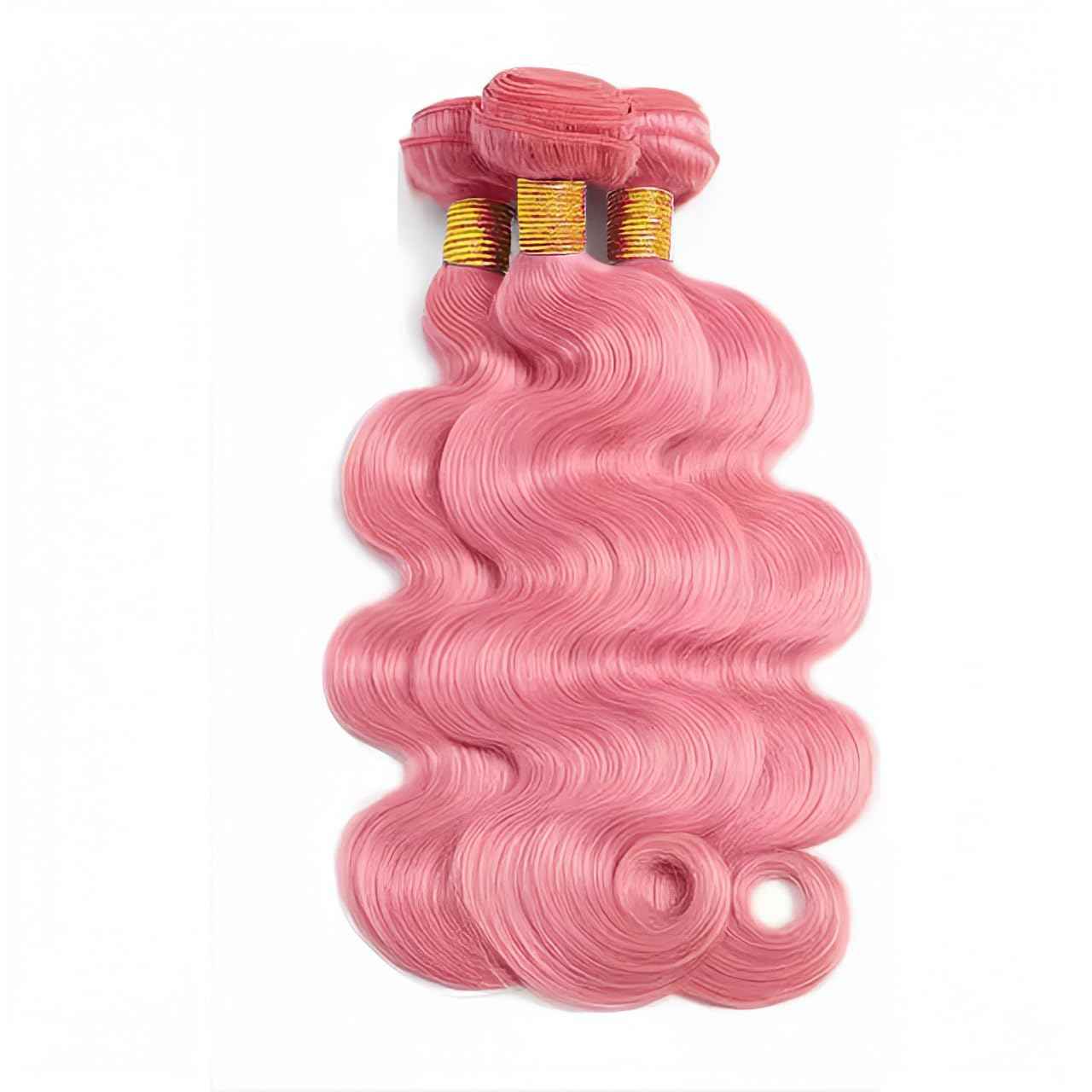 30 32 34 Inch Hot Pink Human Hair Bundles Pink Body Wave Bundles Niegmeag Peruvian Virgin Remy Hair Extensions Double Weft Soft and Skily Hair Weave
