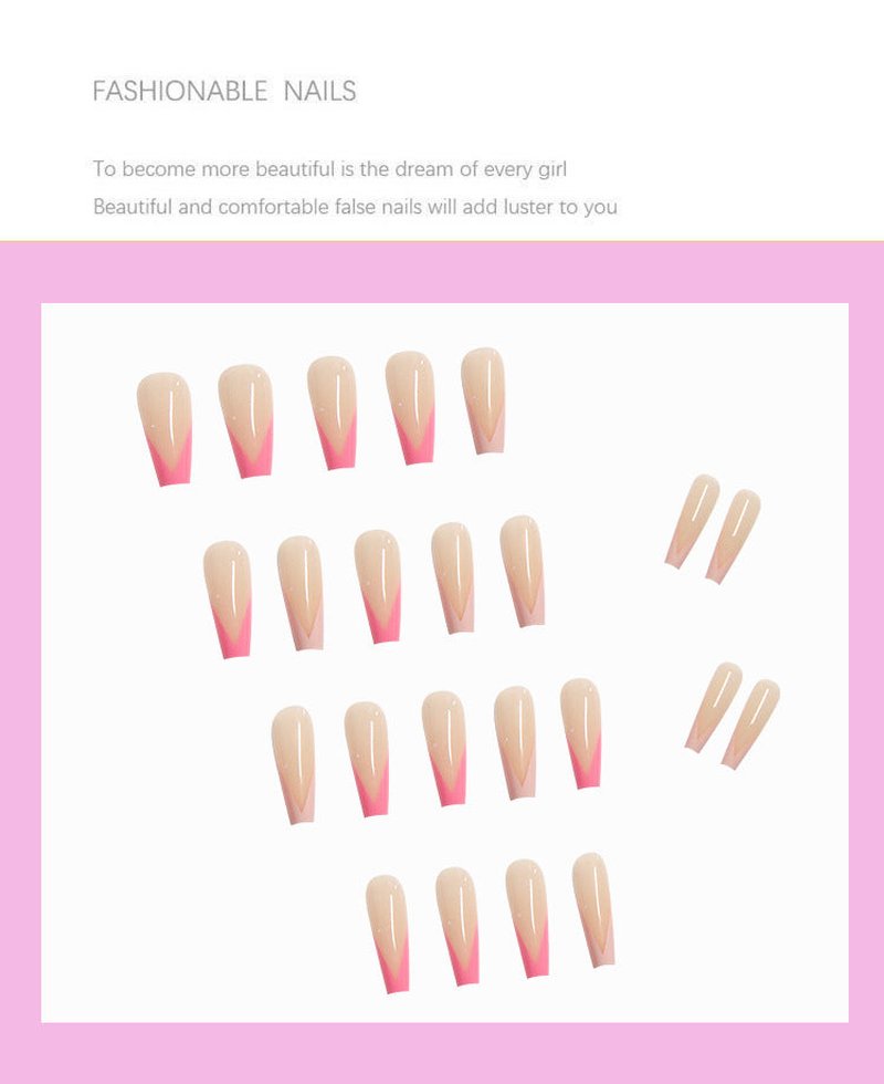 French Style Fake Nails with Glue - Pink