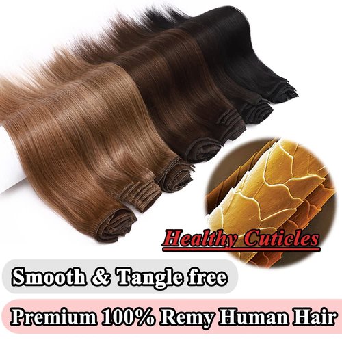 MY-LADY Double Weft 100% Clip in Remy Human Hair Extensions #2 Dark Brown 10''-24'' Full Head Thick Long Soft Silky Straight 8pcs 18clips for Women Fashion 16" / 16 inch 130g