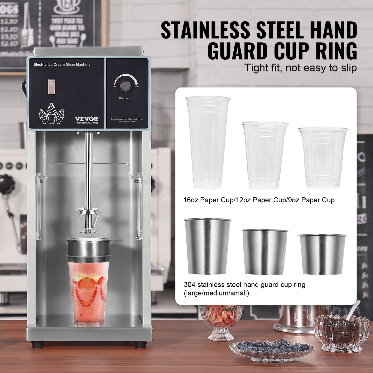 Ice Cream Blender 400W Stainless Steel Mixer for Kitchen - Silver