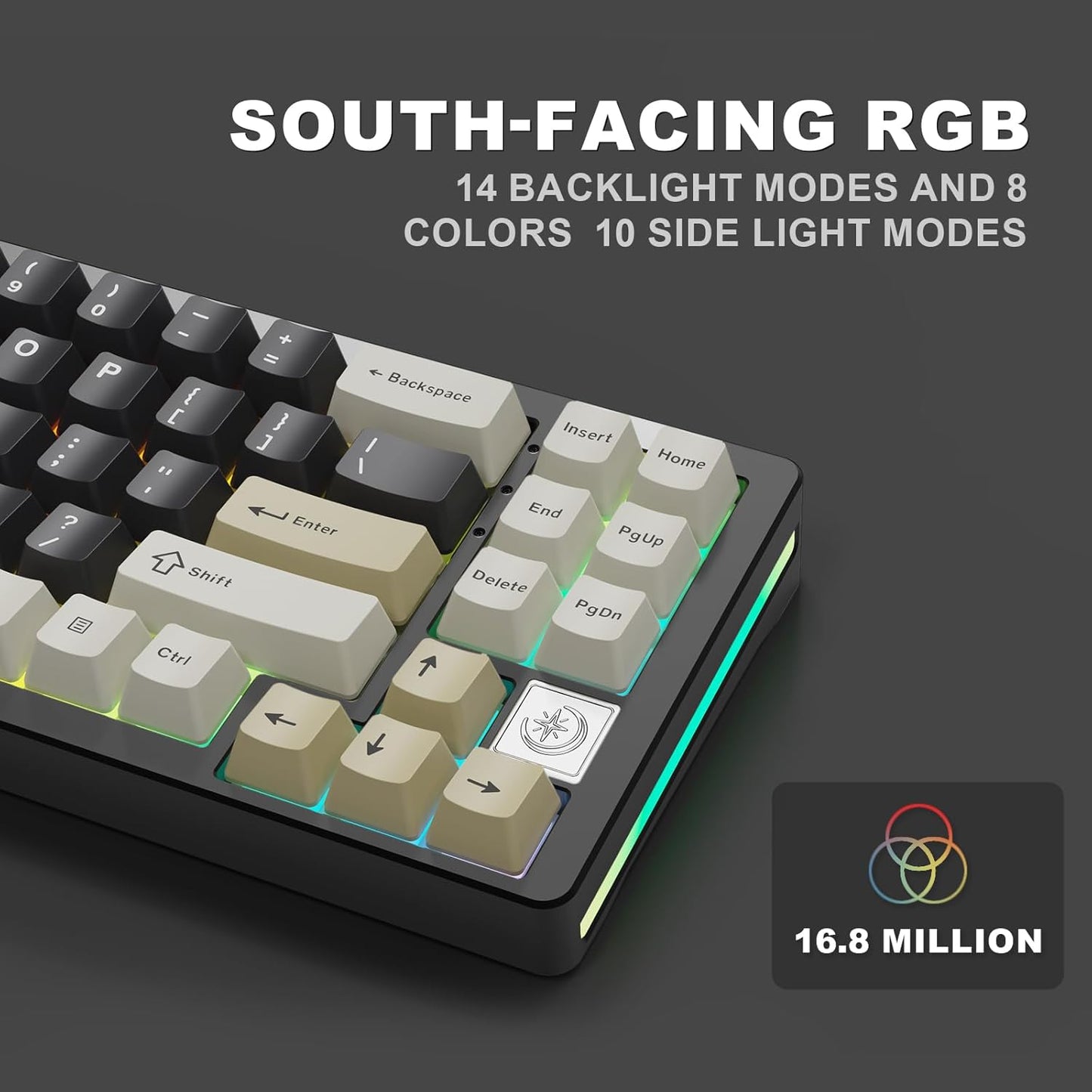 YUNZII AL71 68% Mechanical Keyboard (Black, Crystal White Switch) and Full Keycap Set (Coffee Cat) Bundle