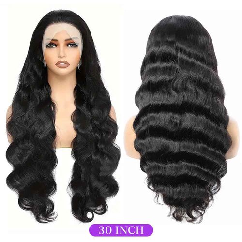 Dochuman 30inch Body Wave Lace Front Wigs Human Hair 13x6 Hd Lace Frontal Wigs Human Hair Pre Plucked Wig For Women Natural Black Wig 180 Density