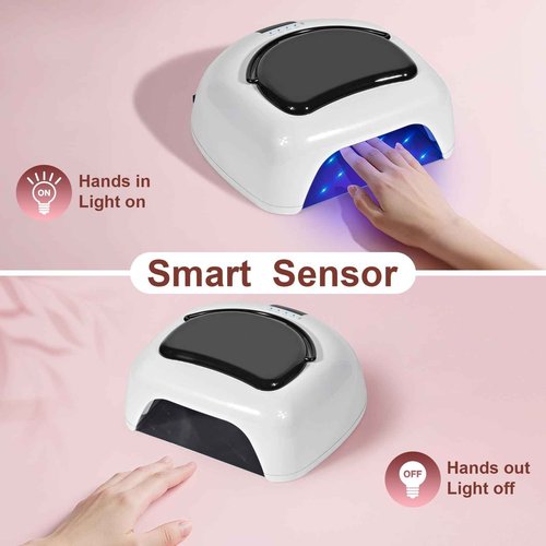 Ludysic Professional Rechargeable 96W UV LED Nail Lamp,Cordless Nail Dryer with 4 Timer Settings,Portable Design & Auto Sensor,Fast Curing Lamp for Salon & Home(White+Black)