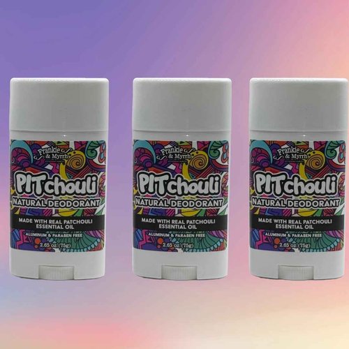Frankie & Myrrh PITchouli 3 Pack | Natural Patchouli Deodorant | Real Essential Oils | Aluminum Free-Baking Soda, Coconut Oil and Shea Butter (2.56 oz ea) Paraben and Phthalate Free