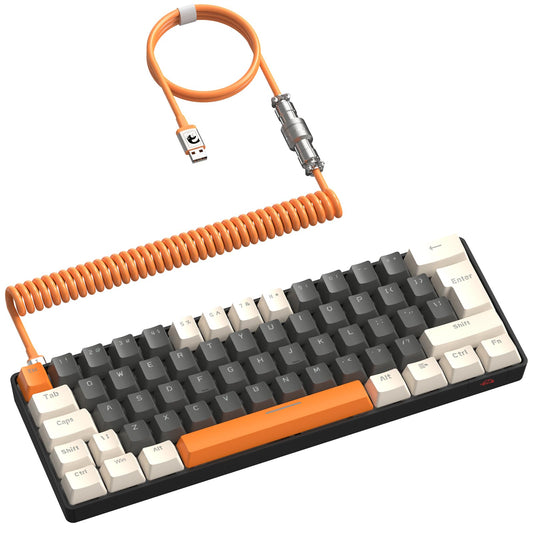 ZIYOU LANG RK-T60 Wired Mechanical Gaming Keyboard Mini Portable with Rainbow Backlit 62Key ABS Keycaps Full Anti-Ghosting Ergonomic Design Coiled Aviator Cable for PS4/PC/WIN Gamer(Gray/Blue Switch