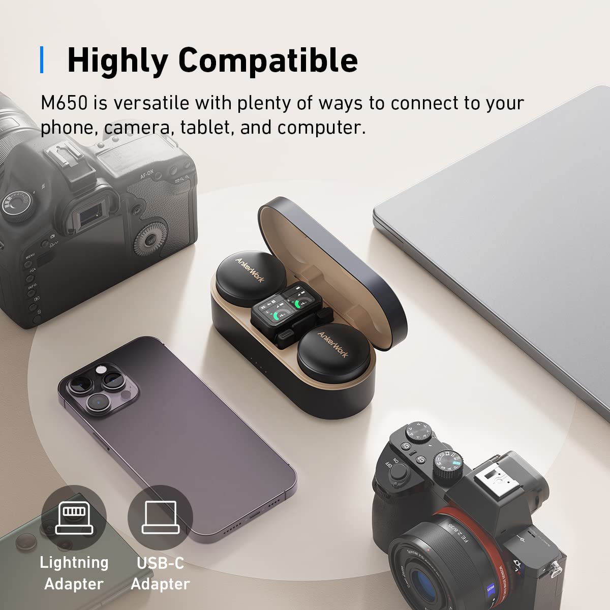 Anker PowerConf C200 2K Ultra-Clear Resolution Webcam with Microphone & AnkerWork M650 Wireless Lavalier Microphone,BassUp Technology, IPX7 Waterproof, 2-Channel Quality Pickup,Easy to Use, Live Strea
