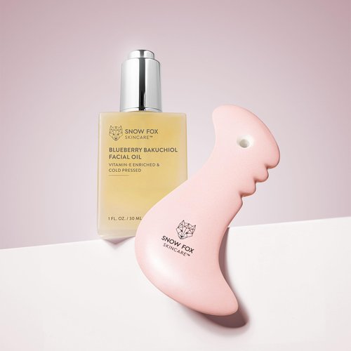 Snow Fox Porcelain Facial Gua Sha Tool | Sculpting Massager for Face Contouring, Lymphatic Drainage & Jawline Shaping | Acupressure Therapy Device | Reflexology Face Care (Blossom Pink)