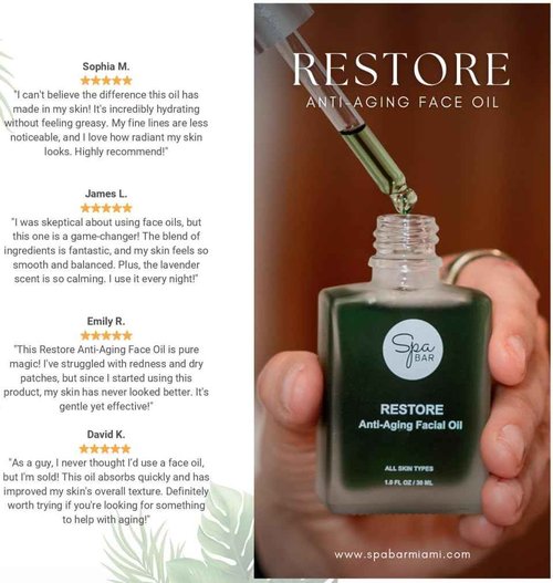 Spa Bar Restore Anti-Aging Facial Oil – Infused with Jojoba, Tea Tree & Vitamin E – Multi-Action Serum for Smoother, Brighter Skin & Reduced Dark Spots – 1.0 FL OZ/30 ML