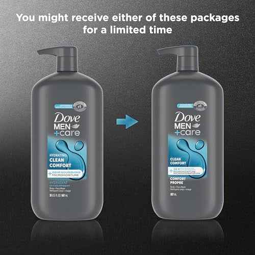 Dove Men+Care Body and Face Wash Hydrating Clean Comfort Men's Body Wash with 24-Hour Nourishing Micromoisture Technology 30 oz