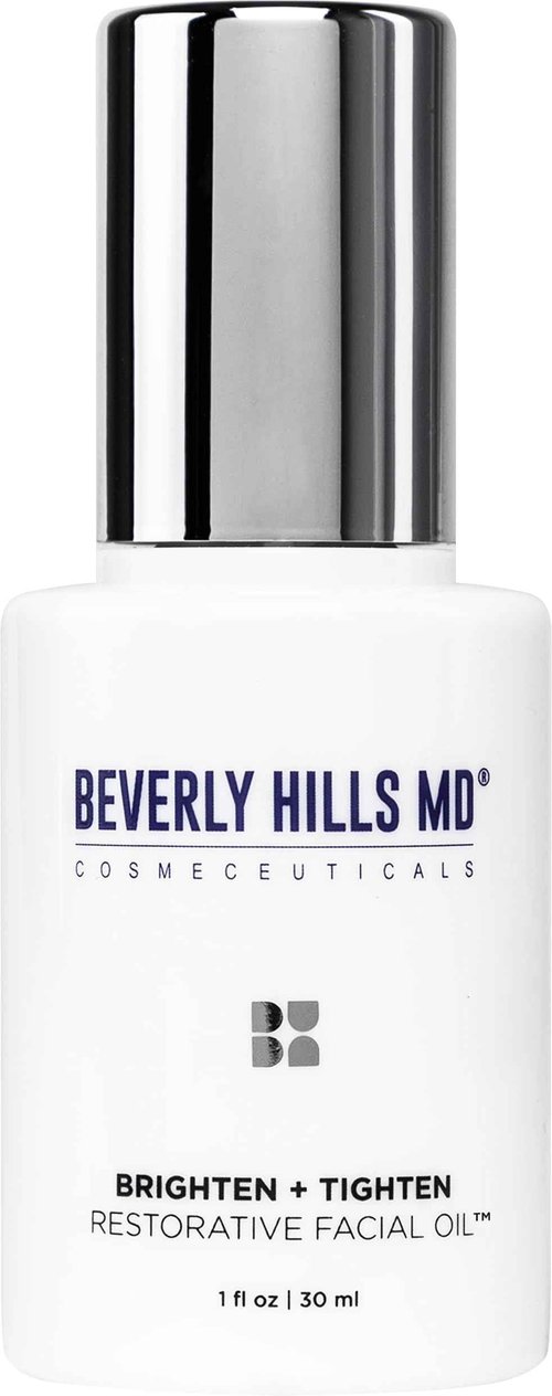 Beverly Hills MD Brighten + Tighten Restorative Face Oil- Reduce Wrinkles & Tone Skin, Anti-Aging Formula for an Even, Moisturized Complexion- Lighten Dark Spots on Face, Neck, Décolleté w/Vitamin C