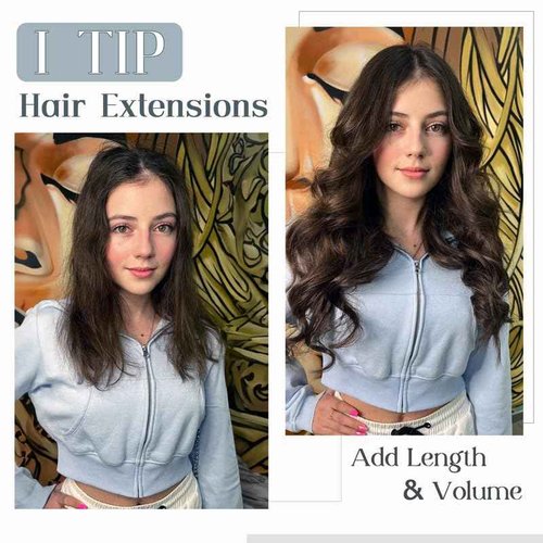 I Tip Hair Extensions Human Hair for Women TESS i tip hair extensions,fusion hair extensions human hair,50Gram/100 Strands Pre-Bonded,Silky Straight Dark Brown 18 inch