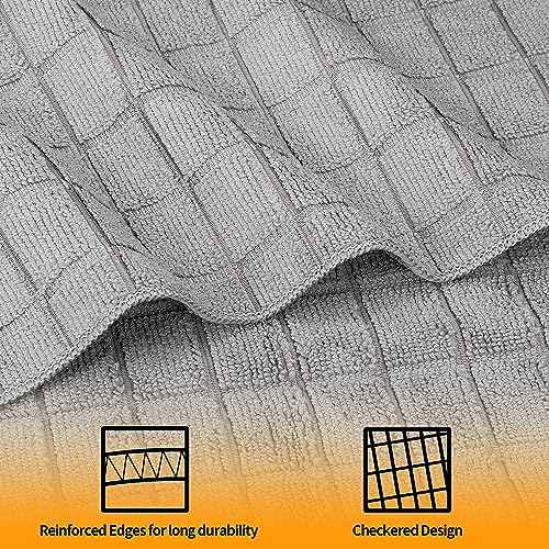 HOMERHYME Microfiber Hand Bath Towels, 6 Pack 25''*15'' Grey Bathroom Hand Towels, All-Purpose Quick Dry Lint Free Soft Absorbent Checkered Washcloth Fingertip Towels Bulk for Travel Gym Hotel