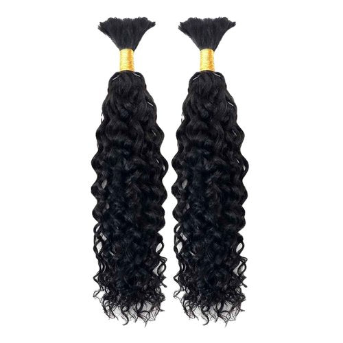 Forevermore Water Wave Bulk Human Hair No Weft boho Knotless Braids Human Hair 24 Inch Remy Human Hair For Braiding 2 Bundles Braids Per Pack 100g Micro Braiding Human Hair Wet and Wave Natural Color