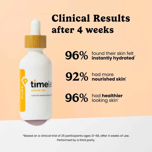 Timeless Skin Care Argan Oil - 100% Pure Argan Oil for Face & Hair Care - For Dry Skin - Fragrance-Free - Use with Moisturizer or Hair Products - 8 oz