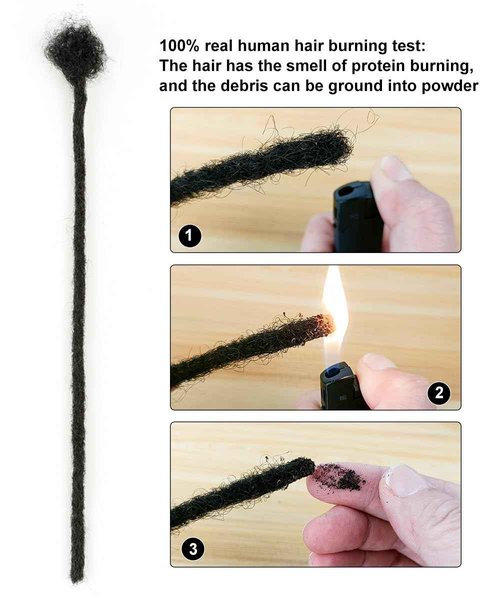 Cypsin 10inch 60 Strands 100% Human Hair Loc Extensions, 0.6cm Width Full Handmade Dreadlock Extensions Human Hair for Men Women Kids, Permanent Dread Extensions Can Be Dyed Bleached Curled(Natural Black)