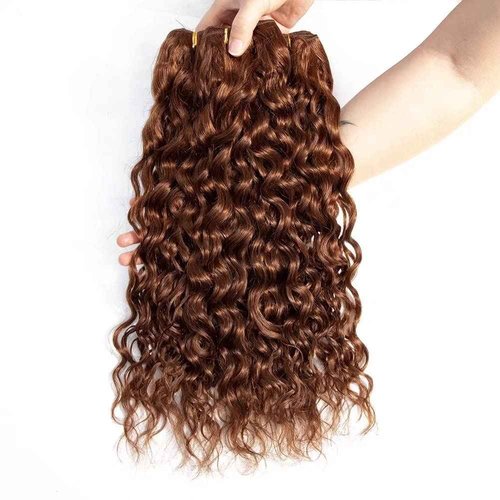 Color 30 Brown Water Wave Bundles Brazilian Hair Weave Bundles 100% Wet and Wavy Virgin Brazilian Human Hair Bundles Extension Color 30 100gram Curly Weave Hair