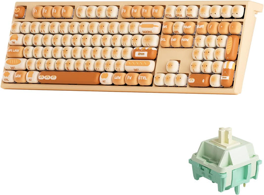 AKKO MG108B Colorful Cats Mechanical Keyboard Hot-Swappable Multi-Mode Gaming Keyboard with PBT Dye-Sub Mao Profile Keycaps Pre Lubed Piano Switch