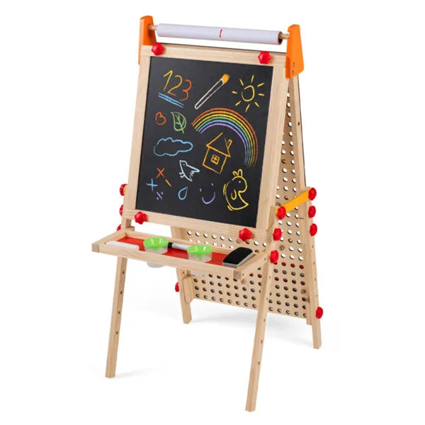 4-in-1 Kids Art Easel with Adjustable Height & Paper Roll