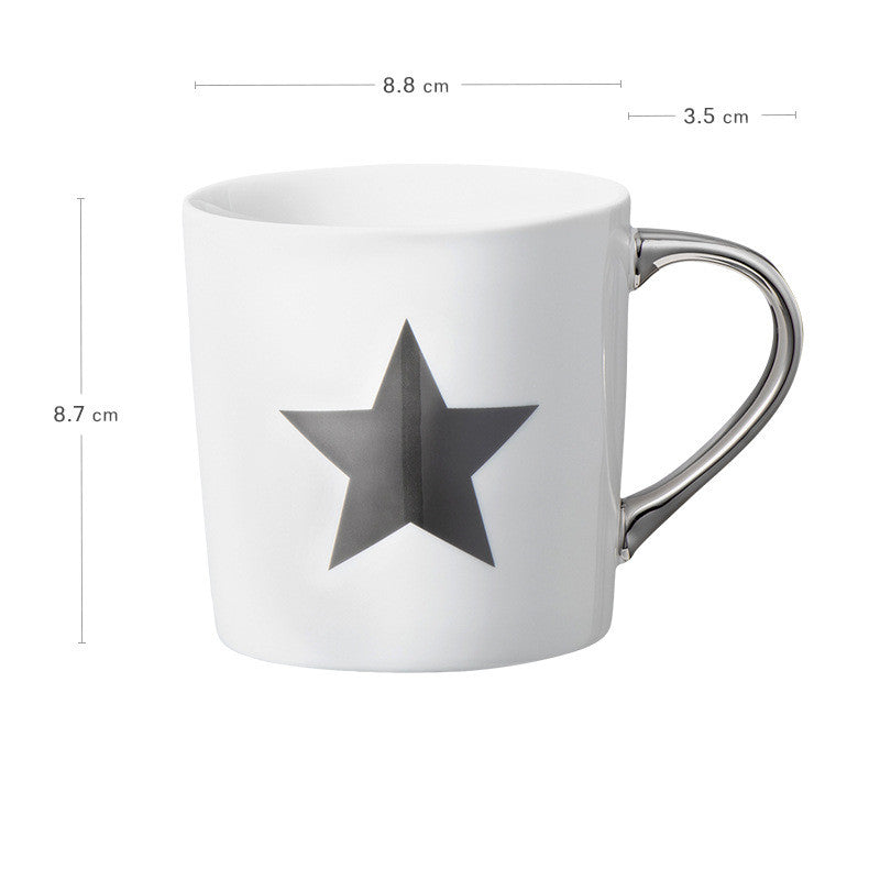 Luxury Coffee Mug with Lid and Spoon - Heart, LOVE, Star Style