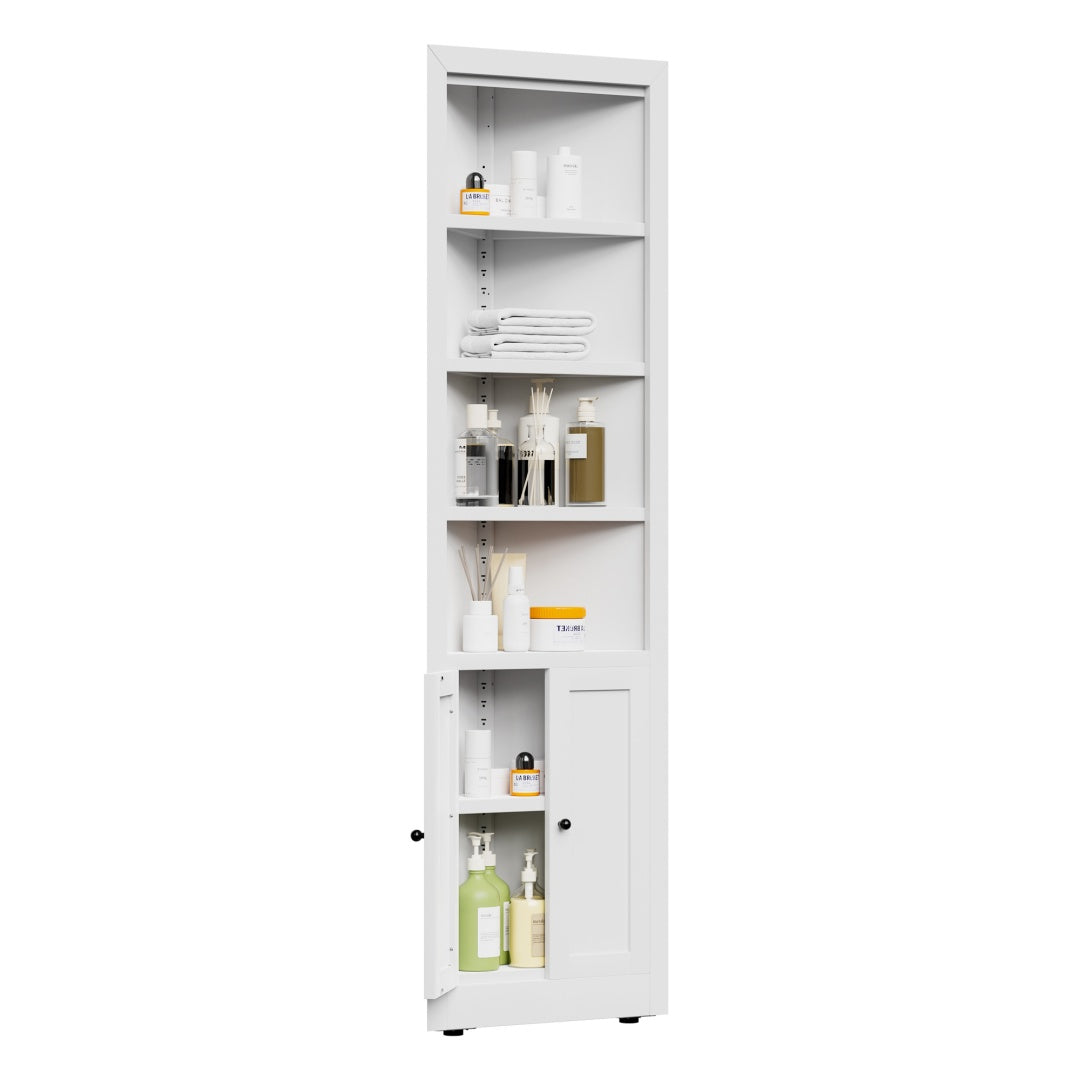 71in Tall Corner Storage Cabinet With 2 Doors, 5-Tier Metal