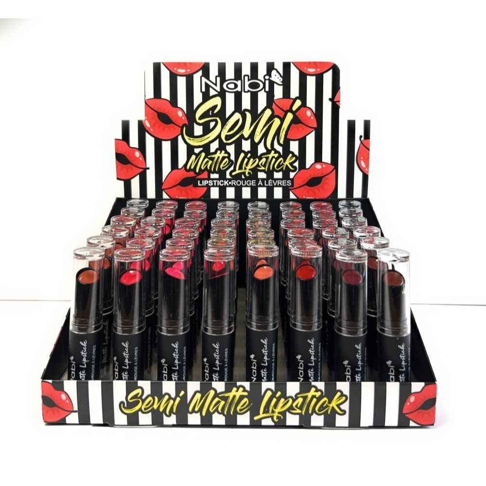 48 pcs 8 Colors Nabi Semi Matte Lipstick, Smooth Application and Won’t Dry Out Lips, Included Display Box (Wholesale Lot)