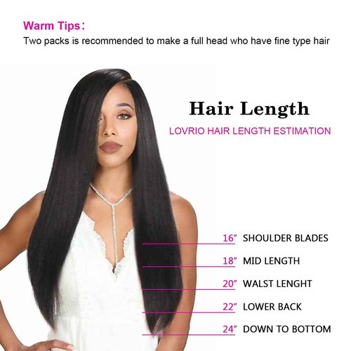 Lovrio Brazilian Virgin Yaki Straight Clip in Human Hair Extension Double Weft Straight Clip in Hair Extensions Human Hair for Women Thick20 Inch Natural Black Yaki Clip ins Hair120G 7 Pieces,17 Clips