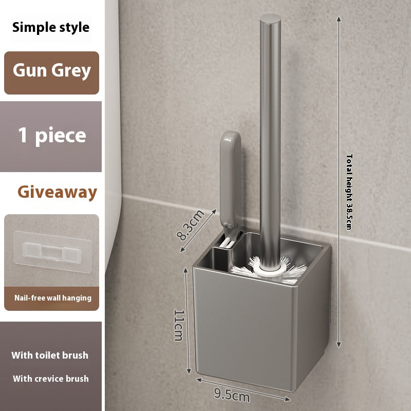 Wall-Mounted Toilet Brush Set with Long Handle and 2 Brushes - No Dead Angle Cleaning