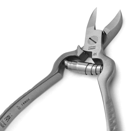 p125 - Pedicure Heavy Duty Toenails Nippers FINOX Surgical Steel Toe Nail Cutters German Stainless Barrel Spring Podiatry Clippers Tool in Leather GERmanikure Solingen