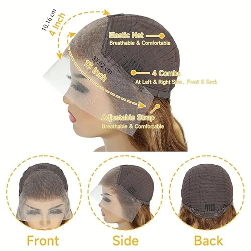 Highlight Ombre Lace Front Wig Human Hair Pre Plucked Body Wave 4/27 Colored Honey Blonde Wigs 13x4 HD Lace Frontal Wigs Human Hair 180 Density Glueless Wigs Human Hair for Women 22 Inch