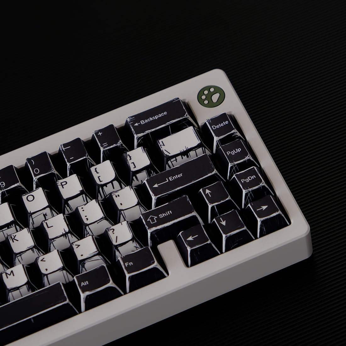 Anime PBT Keycaps,Japanese Manga Cherry Profile Custom Keycaps Set 60 65 75 100 Percent,5 Side Dye Sublimation 137 Keys Set for Cherry Gateron MX Switches Keyboards,Black and White