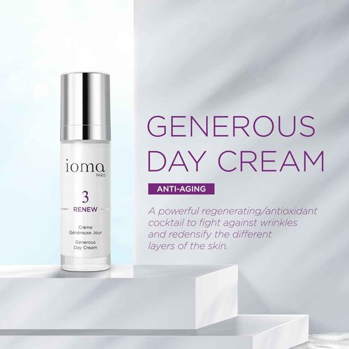 IOMA Paris Generous Day Cream, Anti-Aging and Antioxidant Face Cream that Fights Wrinkles and Firms Skin, 30 ml
