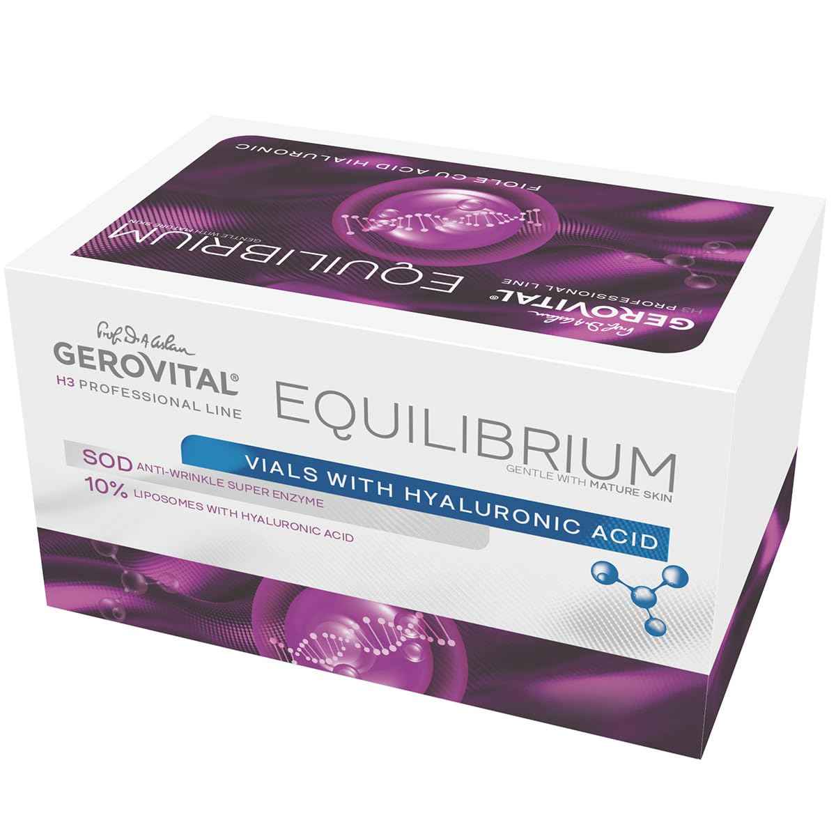 Gerovital EQUILIBRIUM Hyaluronic Acid Vials with 10% Liposomes | Intensely Moisturizing and Smoothing Serum for Wrinkles and Fine Lines | Professional Product | 20 Ampoules x 2 ml