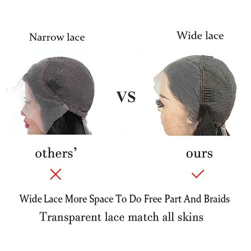 Deep Wave Lace Front Wigs Human Hair 180% Density Curly Lace Front Wig Human Hair 13x4 HD Transparent Glueless Lace Frontal Wigs Pre Plucked Natural Black 28 Inch