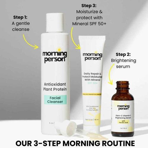 Stem-C Vitamin C Brightening Serum with Ferulic Acid, Vitamin E and Hyaluronic Acid - Improves Dark Spots And Uneven Skin Tone - Hydrating And Nourishing