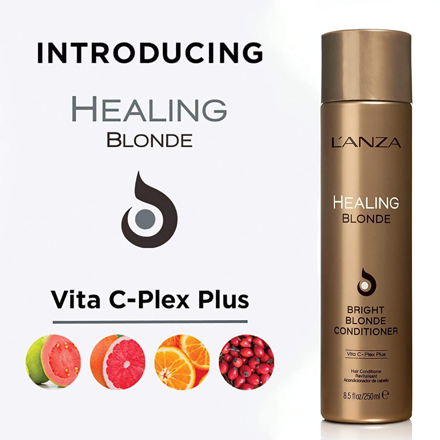 L’ANZA Healing Blonde Bright Conditioner, Formulated for Natural & Decolorized Blonde Hair - Boosts Shine & Brightness while Healing, with Sulfate-free, Paraben-free, Gluten-free Formula (32 Fl Oz)